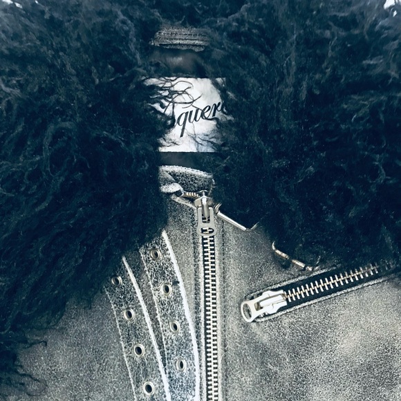 Cropped Leather and fur sleeves Jacket - Picture 2 of 7